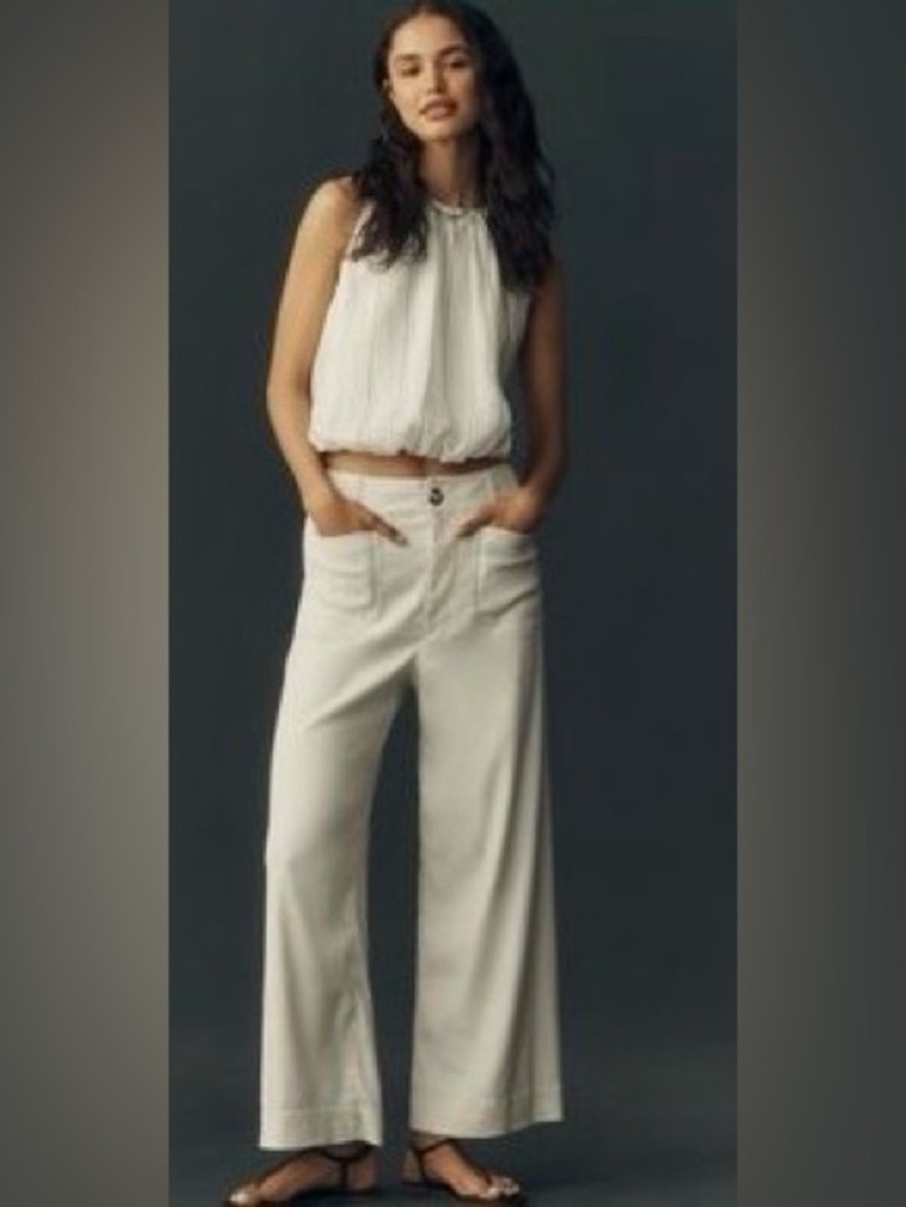 The Colette Cropped Wide-Leg
Trousers by Maeve: Linen Edition - Picture 1 of 10